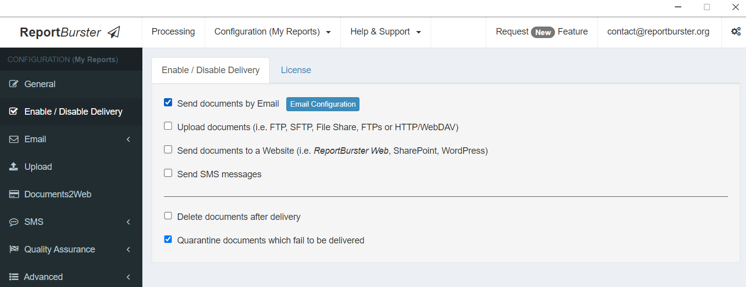 Enable / Disable Delivery