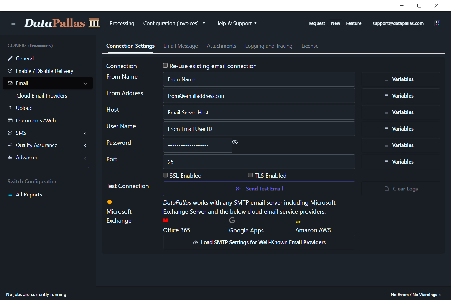 Email Connection Settings (updated -dp)