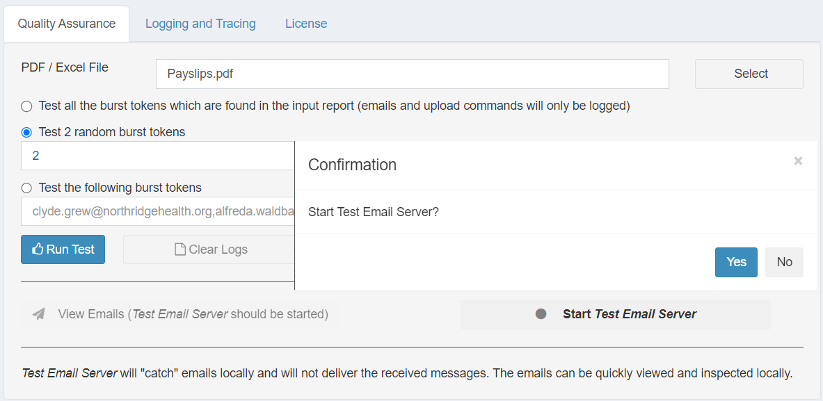 DataPallas Test Email Server