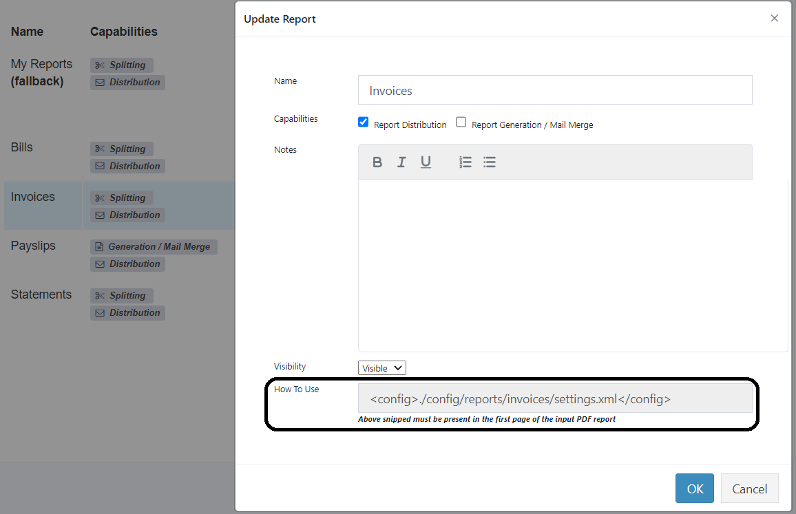 Create Report — select Distribution and/or Generation capabilities