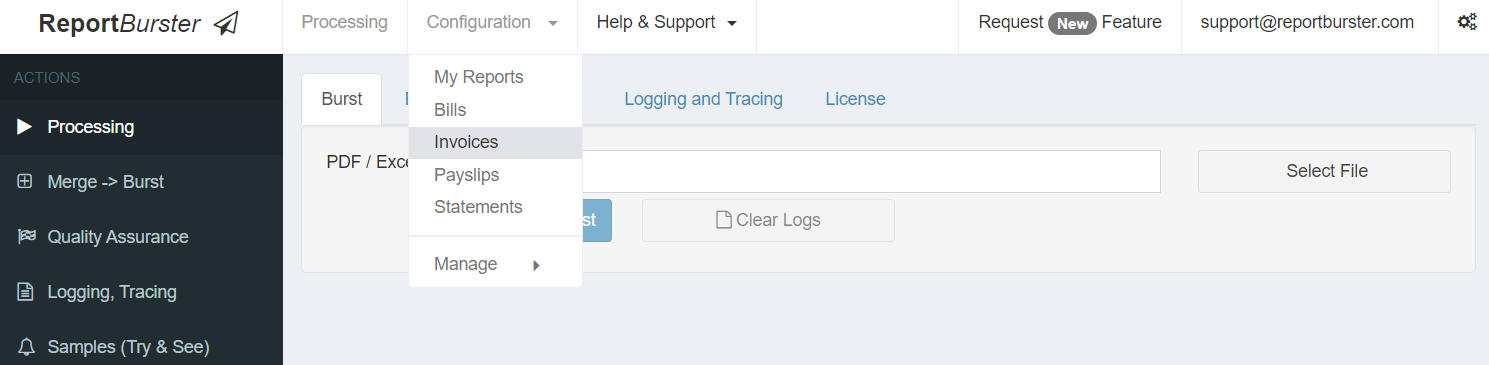 Report Bursting - Invoices