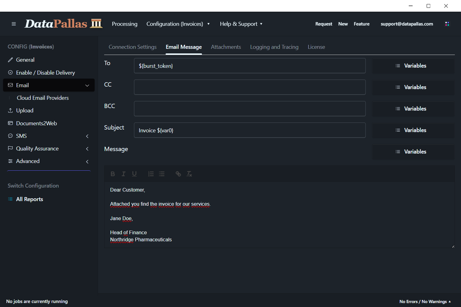Report Bursting - Email Message tab (updated -dp)