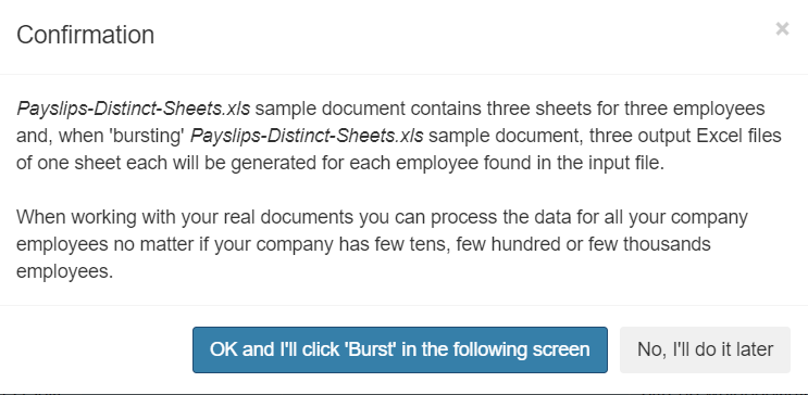 DataPallas Burst Excel By Distinct Sheets - Confirm