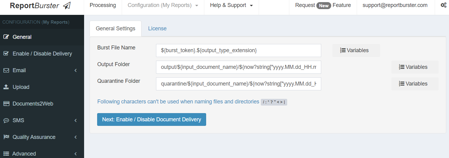 DataPallas General Settings Output Folder Location (Default)