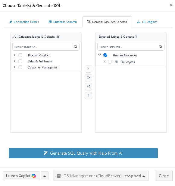 AI Generate SQL Query Using Domain-grouped Schema - DataPallas