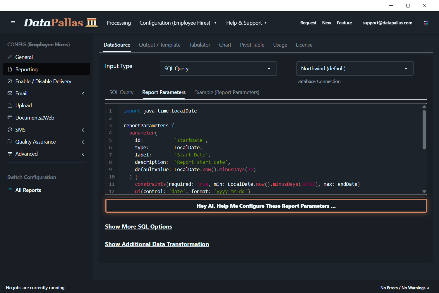 DataPallas Report Parameters Example (updated -dp)