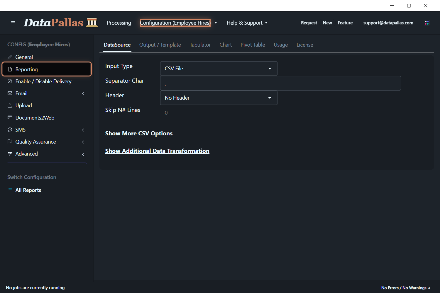 DataPallas Reporting Datasource and Output/Template Configuration (updated -dp)