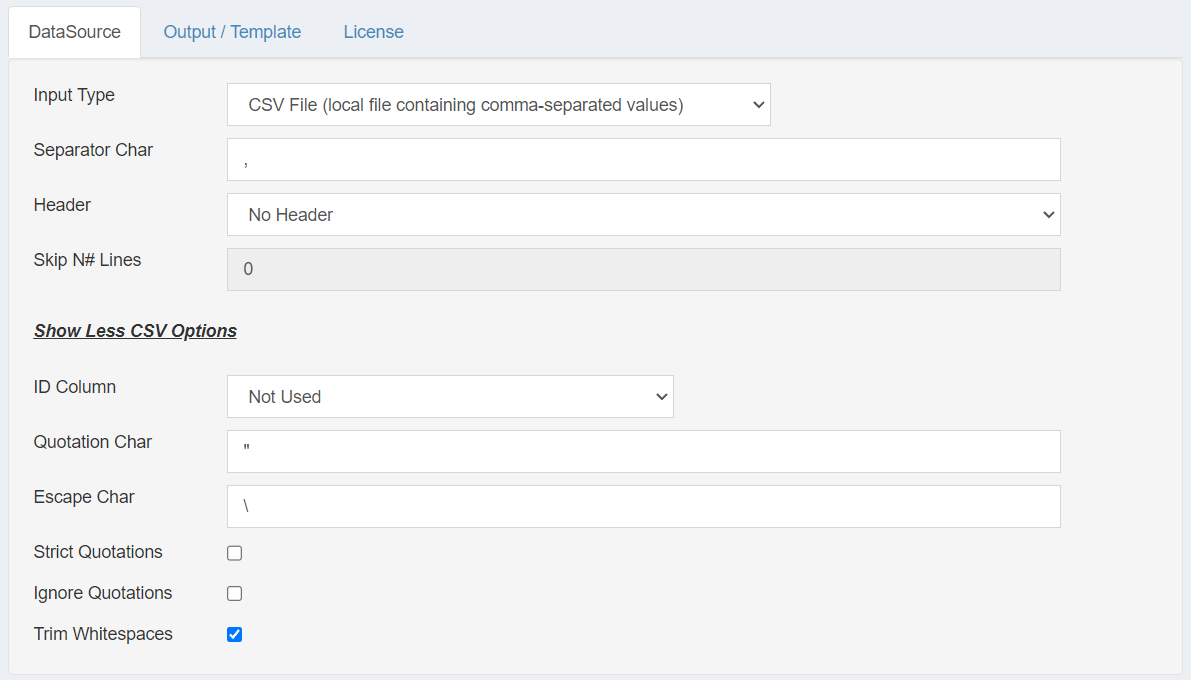 DataPallas CSV Data Source Configuration