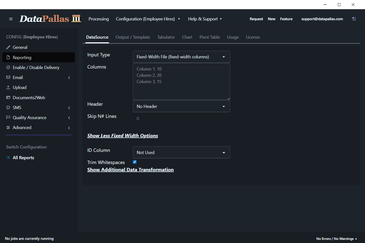 DataPallas Fixed-Width Data Source Configuration (updated -dp)