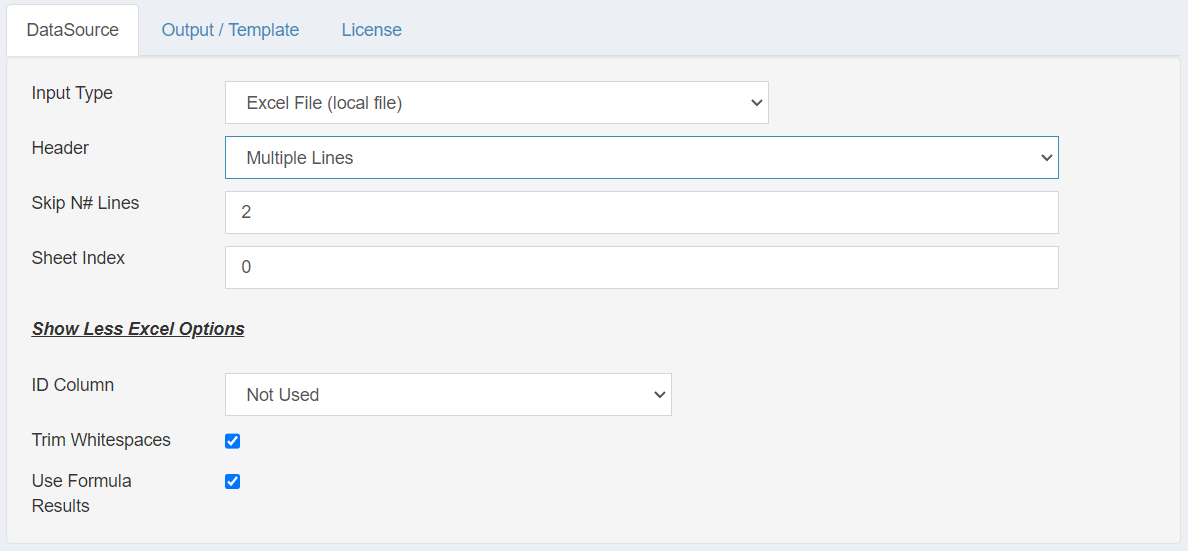 DataPallas Excel Data Source Configuration