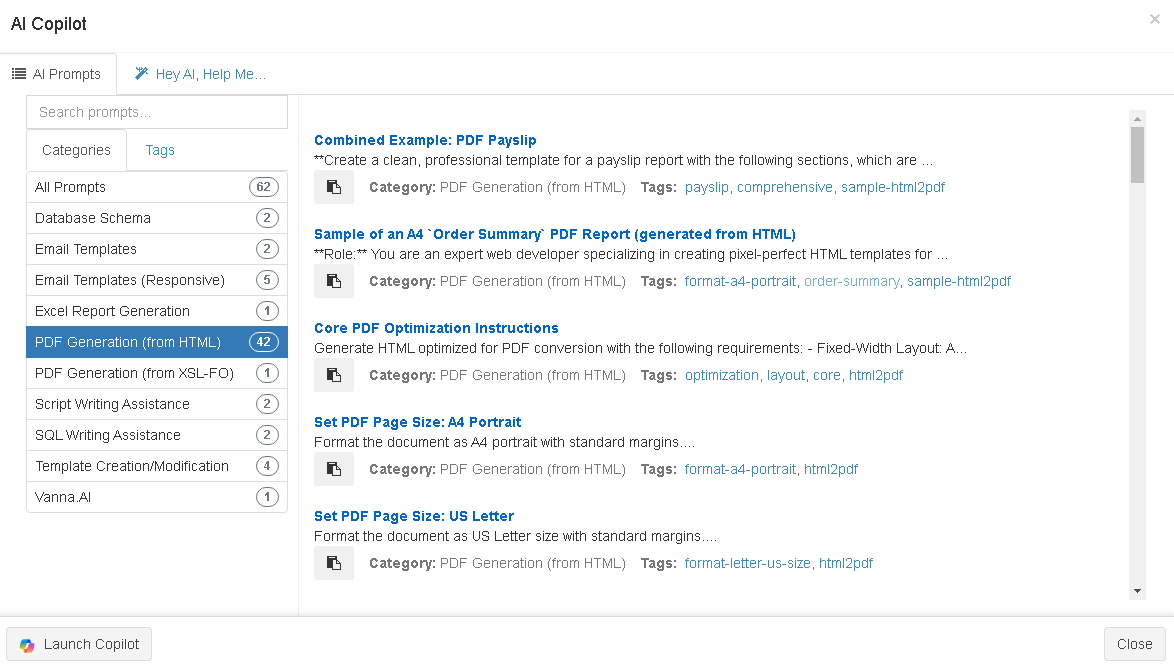 DataPallas HTML2PDF AI Prompts