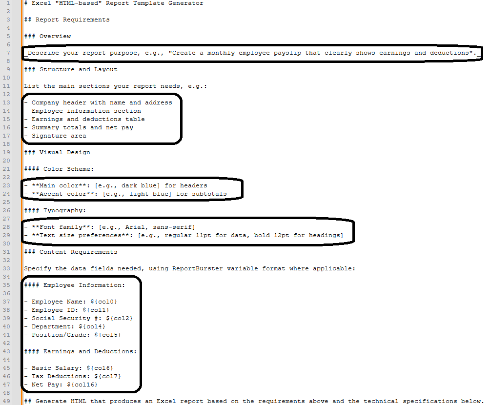 DataPallas HTML2Excel Output Template AI Prompt Customization