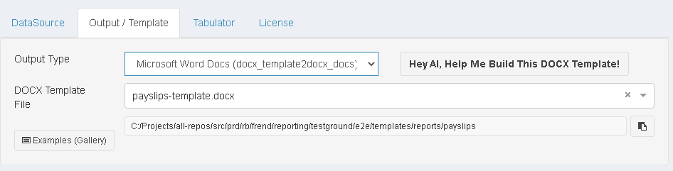 DataPallas Word Document Output Configuration