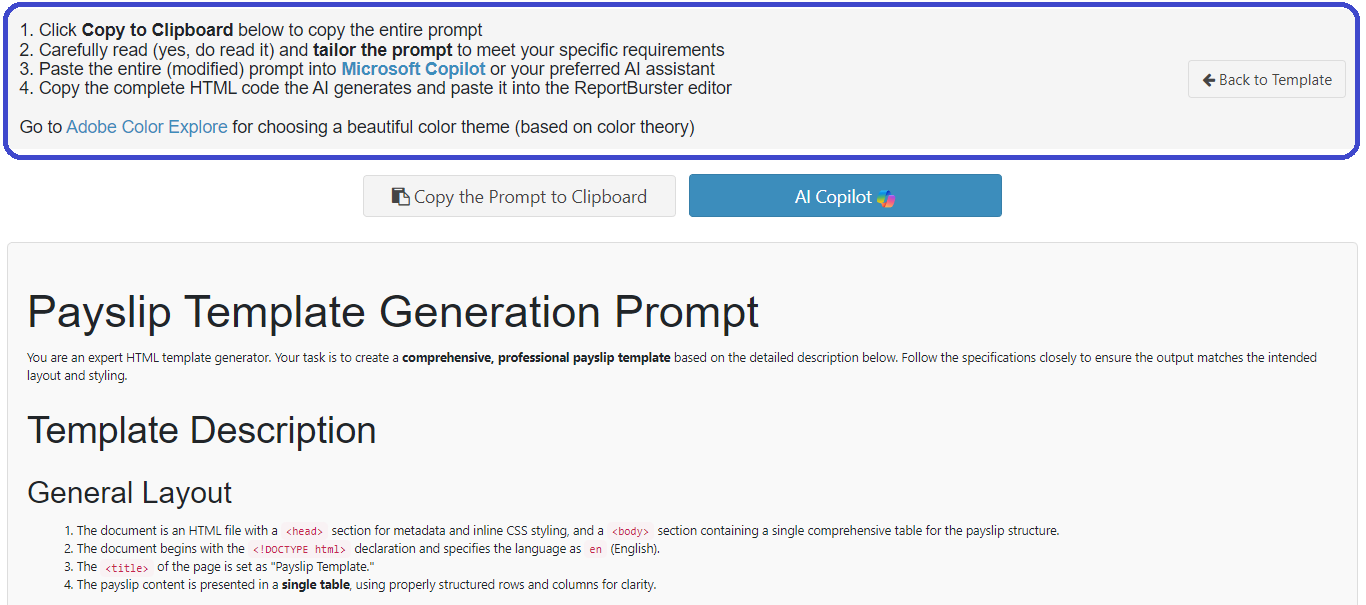 DataPallas AI Prompt to create an HTML Template from Scratch - prompt2