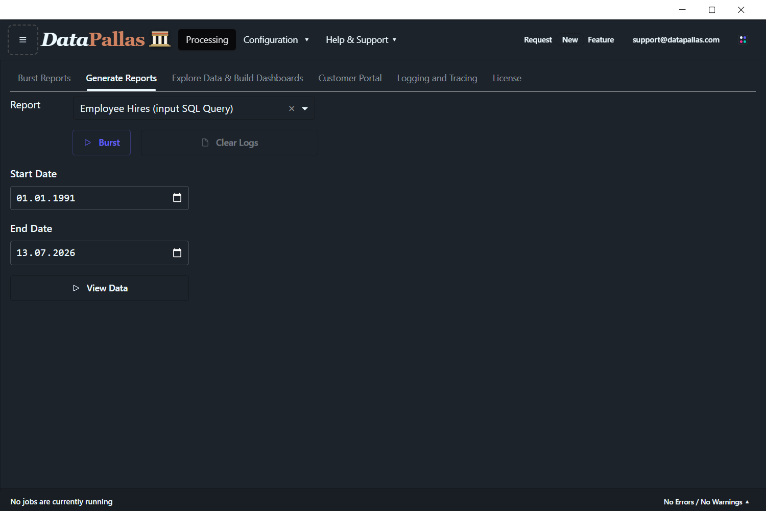 DataPallas Generate Reports User Interface (updated -dp)