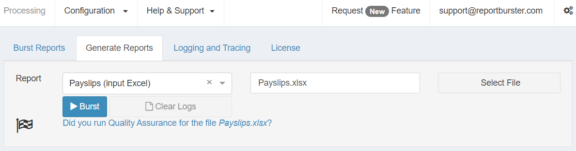 DataPallas Generate Reports User Interface