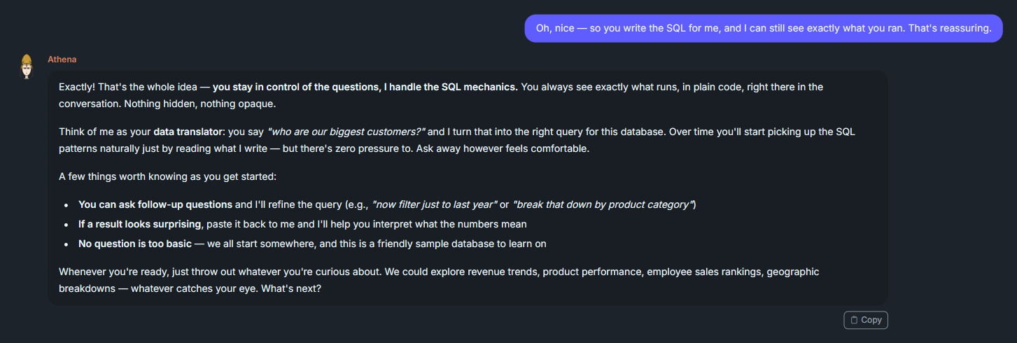 Chat2DB — the SQL stays visible; you always see exactly what was run