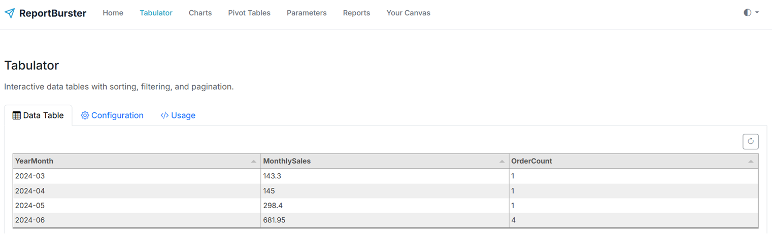 rb-tabulator Data Table