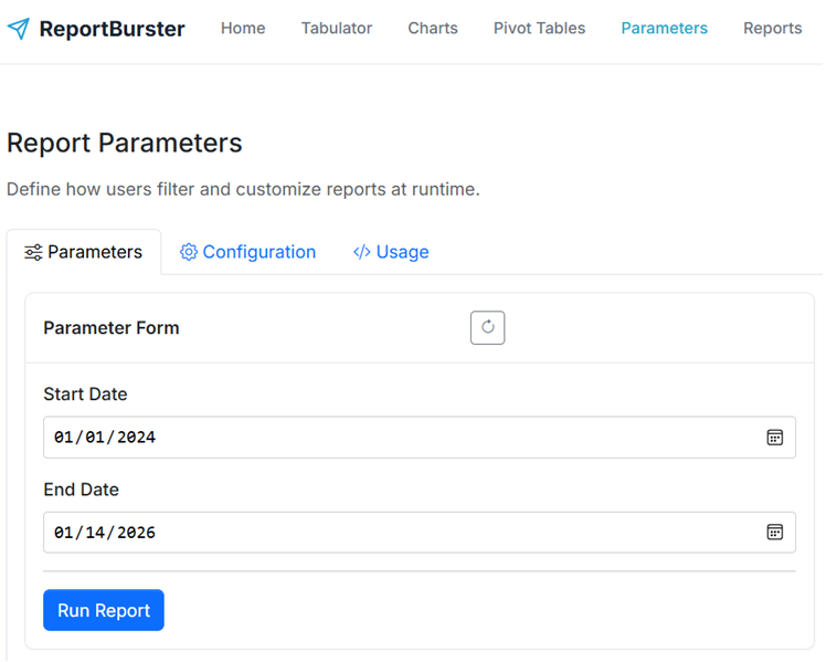 DataPallas Parameters Component