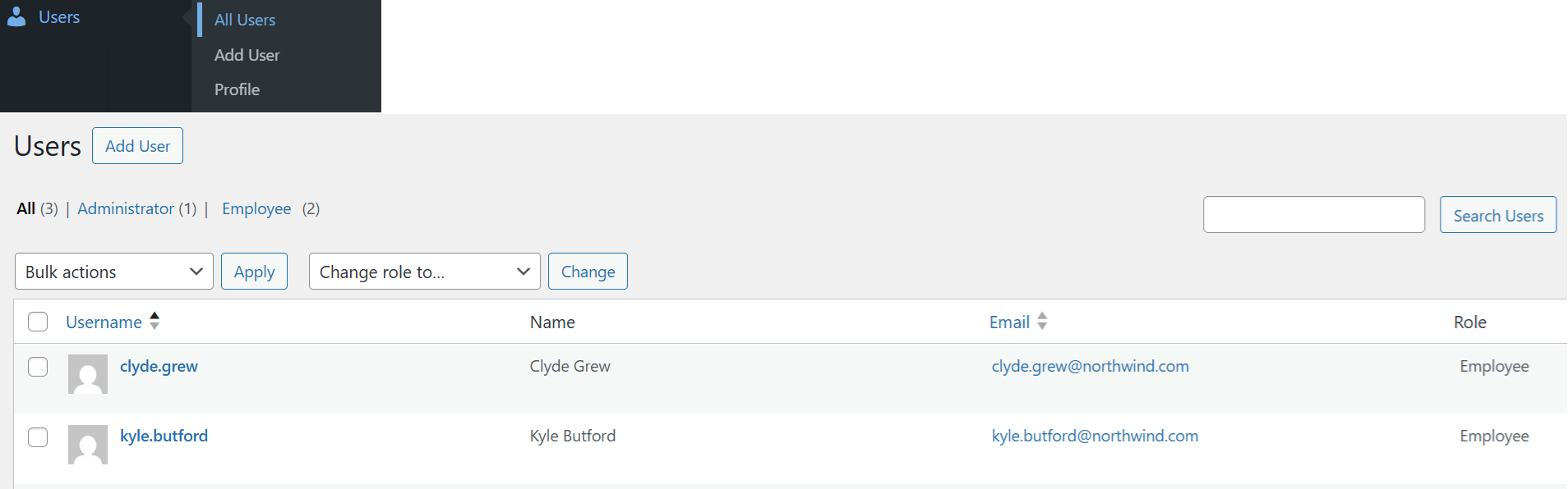 DataPallas Portal admin users list
