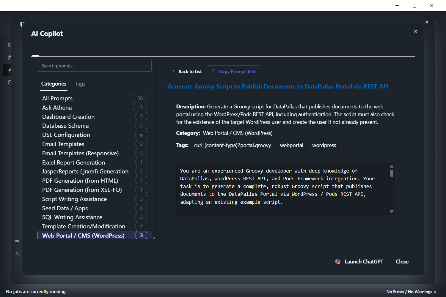DataPallas AI prompt: Generate Groovy Script to Publish Documents to the portal via REST API